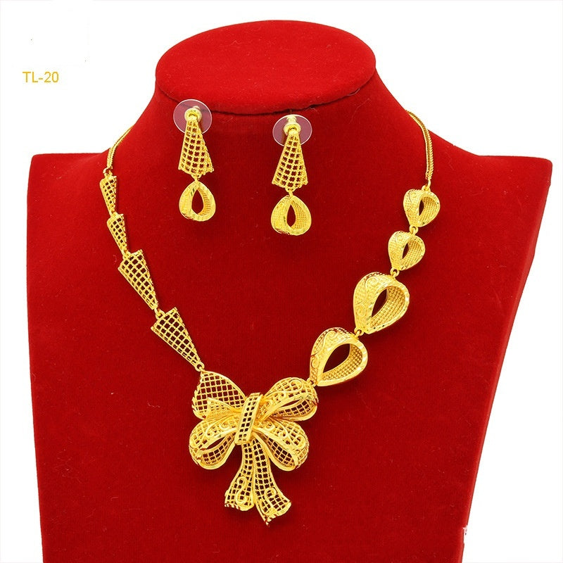 Exquisite Elegance: Gold Flower Necklace & Earrings Sets