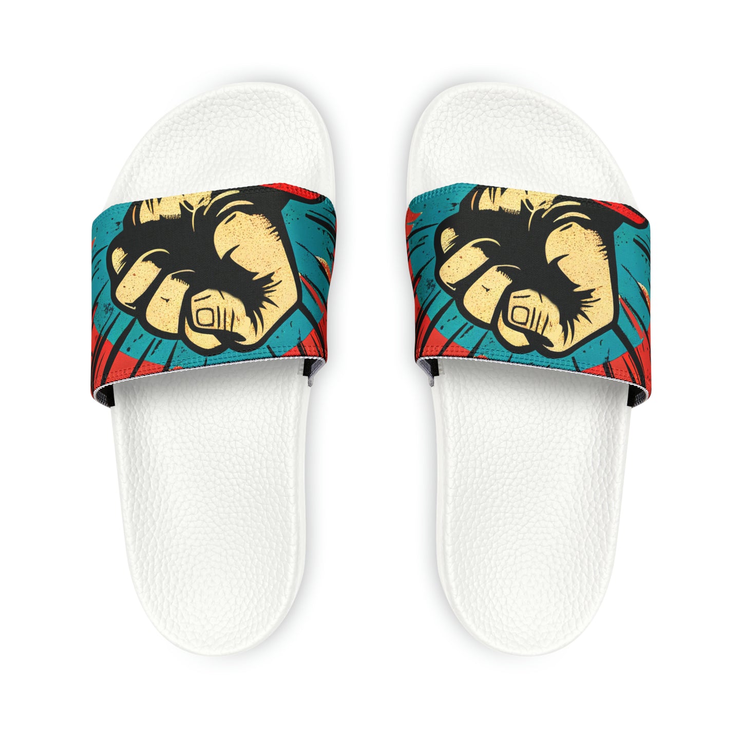 Vibrant Digital Art Men's PU Slide Sandals – Step Into Style!