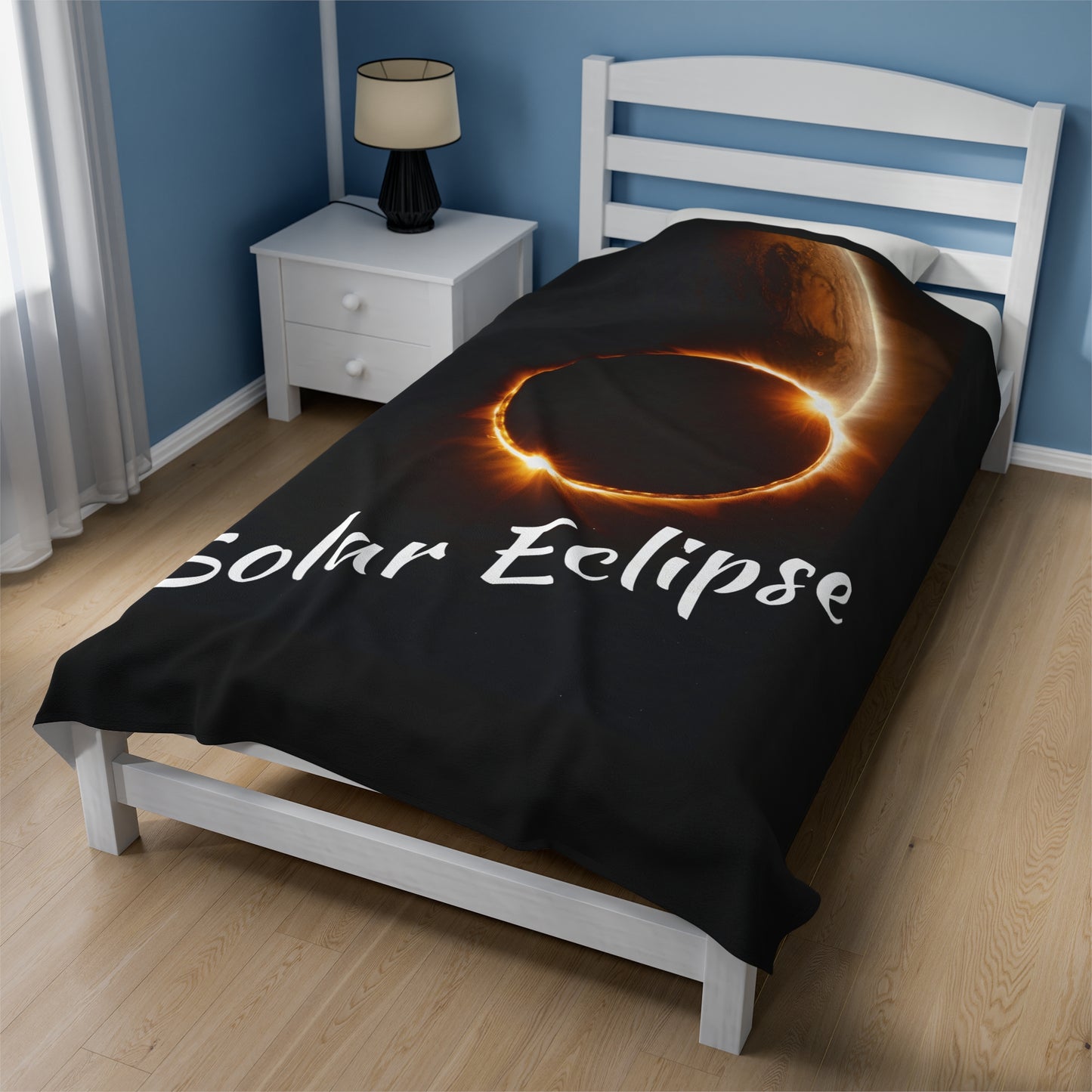 Solar Eclipse Velveteen Blanket: Luxurious Warmth, Cosmic Charm 60" × 80" $59.99