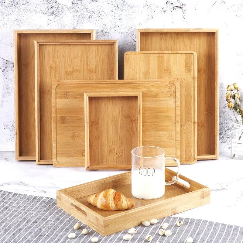 Natural Elegance: Bamboo Serving Tray for Tea, Food, & Home Decor