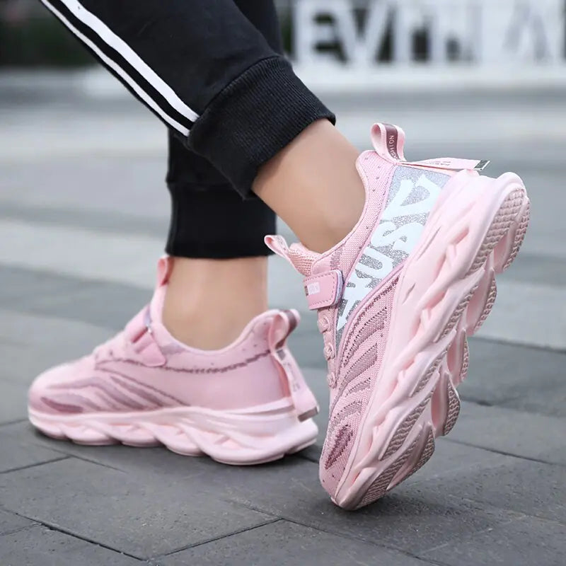 Lace-Up Girls' Breathable Running Shoes - Colorful, Comfortable, and Designed for Active Play