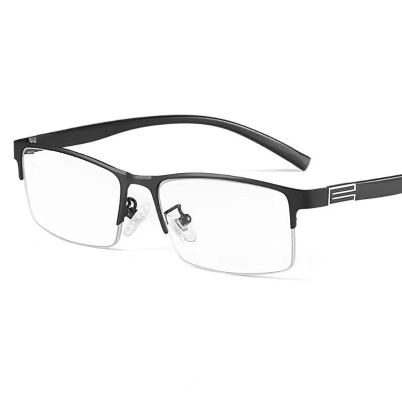Half Frame Myopia Glasses - Ultra Light Eyewear for Near Sight, Available in Black and Blue, Strengths -50 to -600, for Men and Women