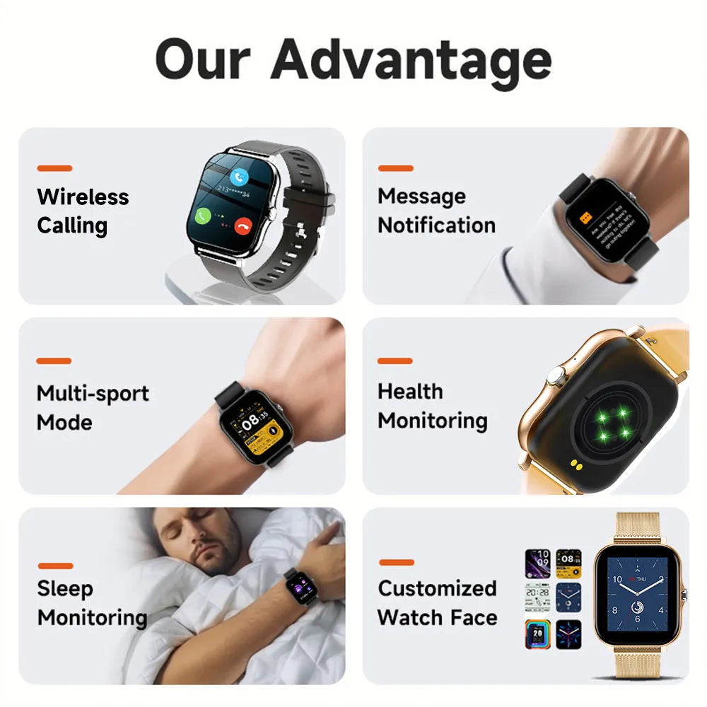 NEW SmartWatch for Android Phones - 1.44" Full Touch Color Screen, Custom Dial, Bluetooth Call Capabilities for Men and Women