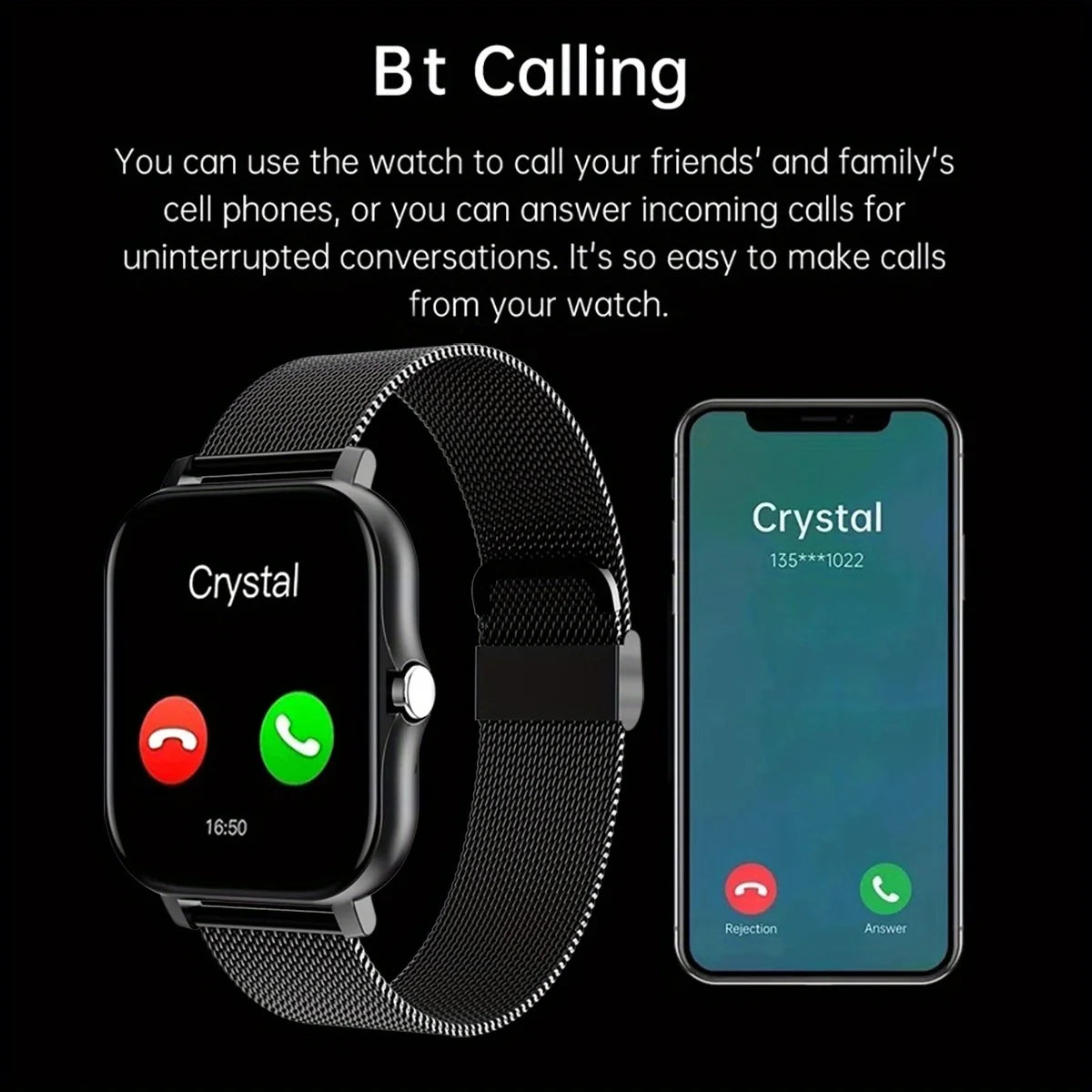 NEW SmartWatch for Android Phones - 1.44" Full Touch Color Screen, Custom Dial, Bluetooth Call Capabilities for Men and Women