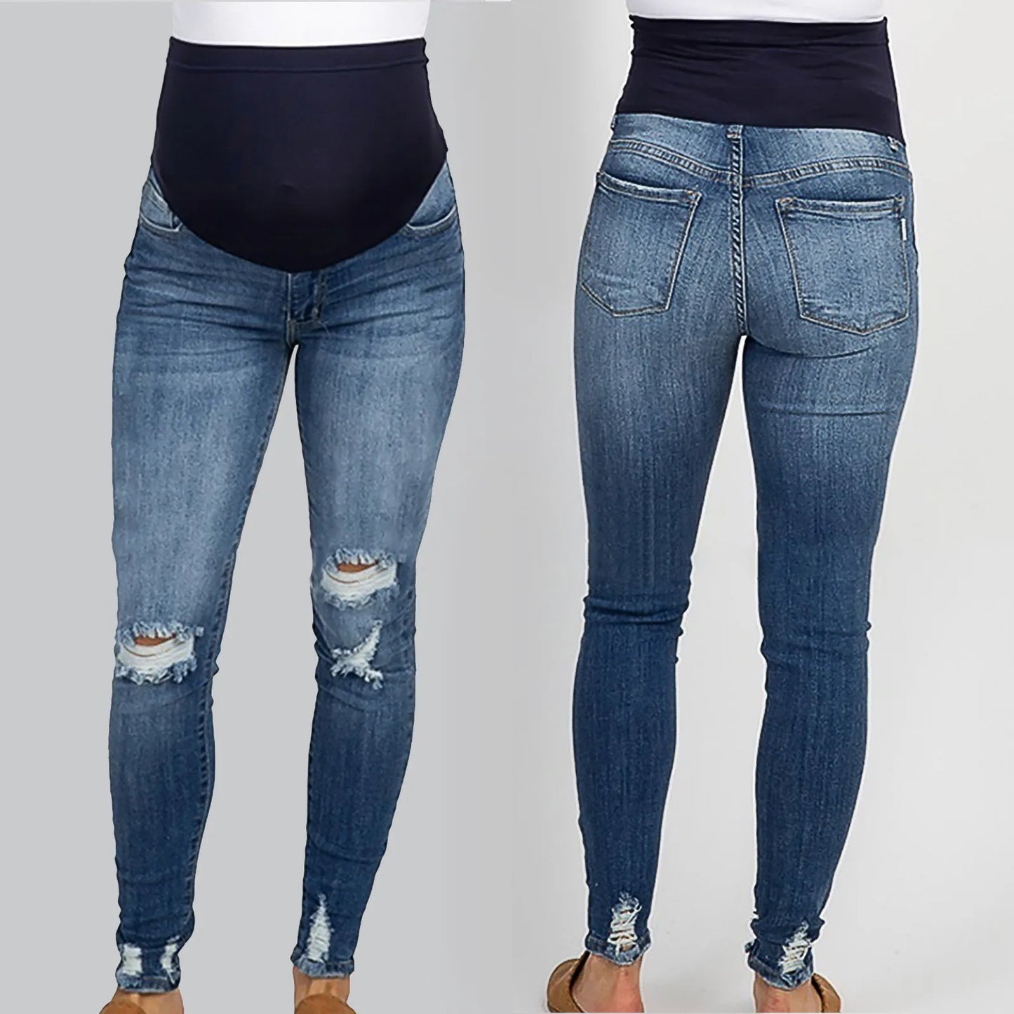 New High Waist Maternity Jeans - Skinny Pencil Pants for Pregnant Women, Ideal for Summer and Autumn