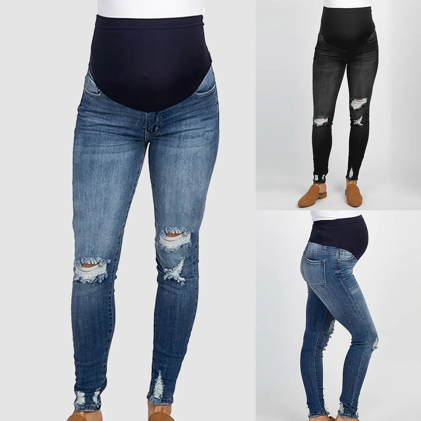 New High Waist Maternity Jeans - Skinny Pencil Pants for Pregnant Women, Ideal for Summer and Autumn