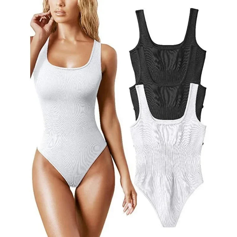 Sleek & Sexy: U-Neck Sleeveless Bodysuit Jumpsuit
