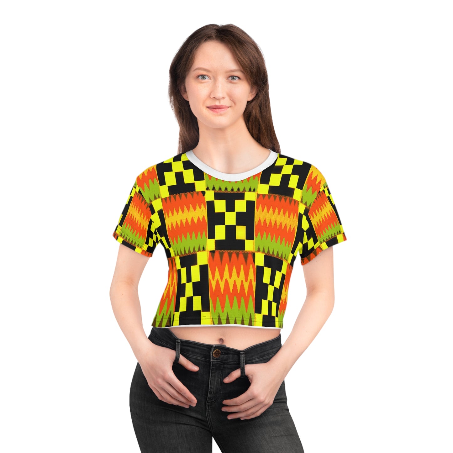 Kente Crop Tee: Bold Style, African Heritage