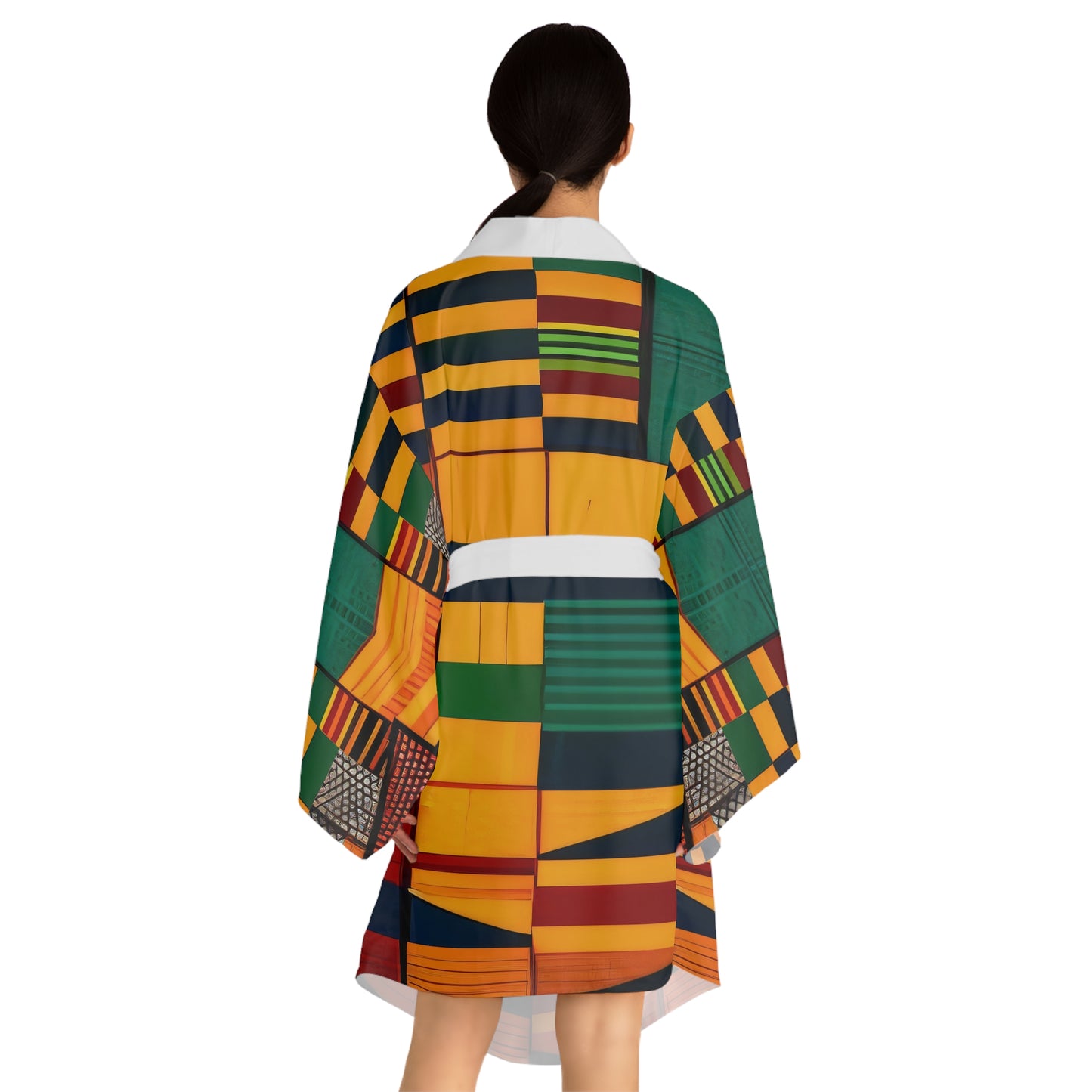 Sophisticated Cosmopolitan Series (Kente Cloth) Long Sleeve Kimono Robe 🌸