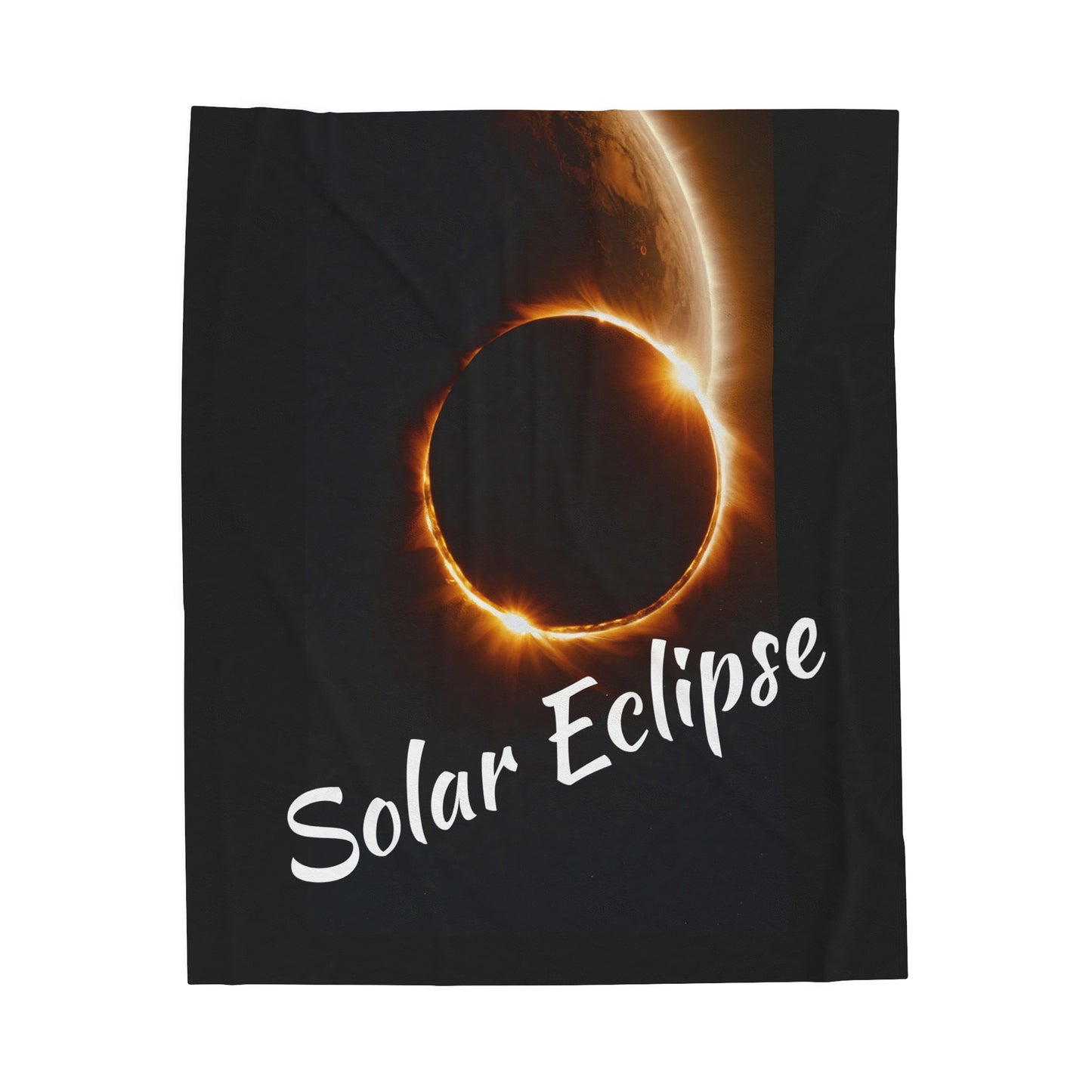 Solar Eclipse Velveteen Blanket: Luxurious Warmth, Cosmic Charm 60" × 80" $59.99