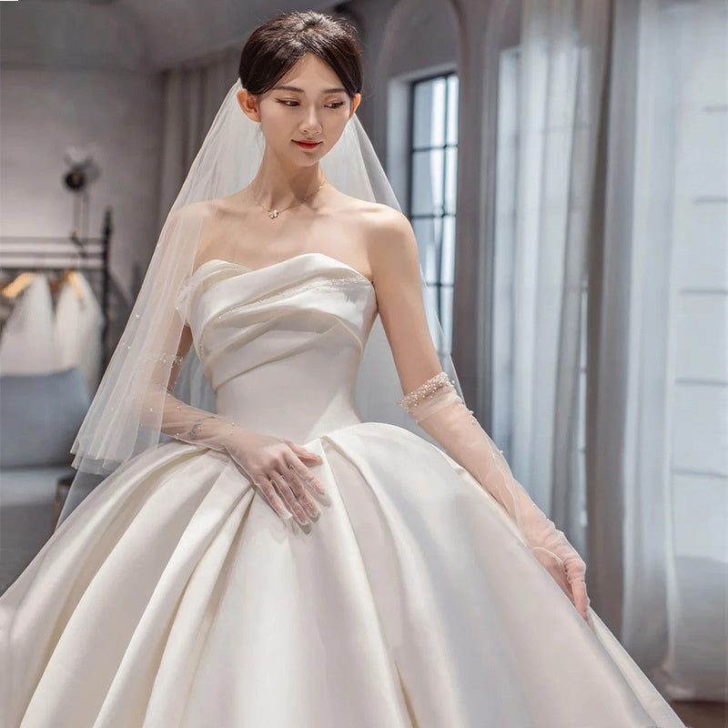 Feel Like Royalty:  Satin Wedding Dress with Elegant Train