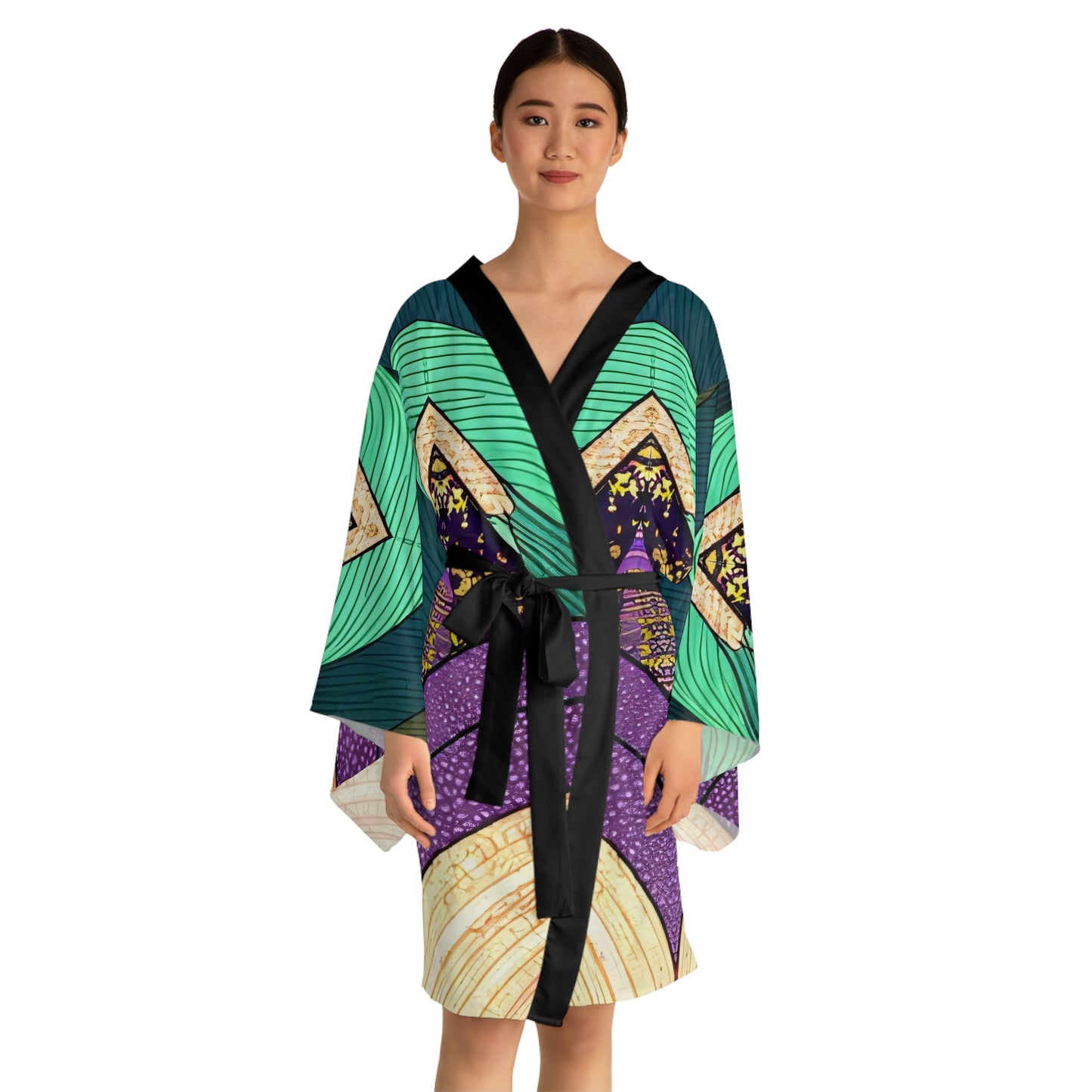 Sophisticated Cosmopolitan Series (K) Long Sleeve Kimono Robe 🌸