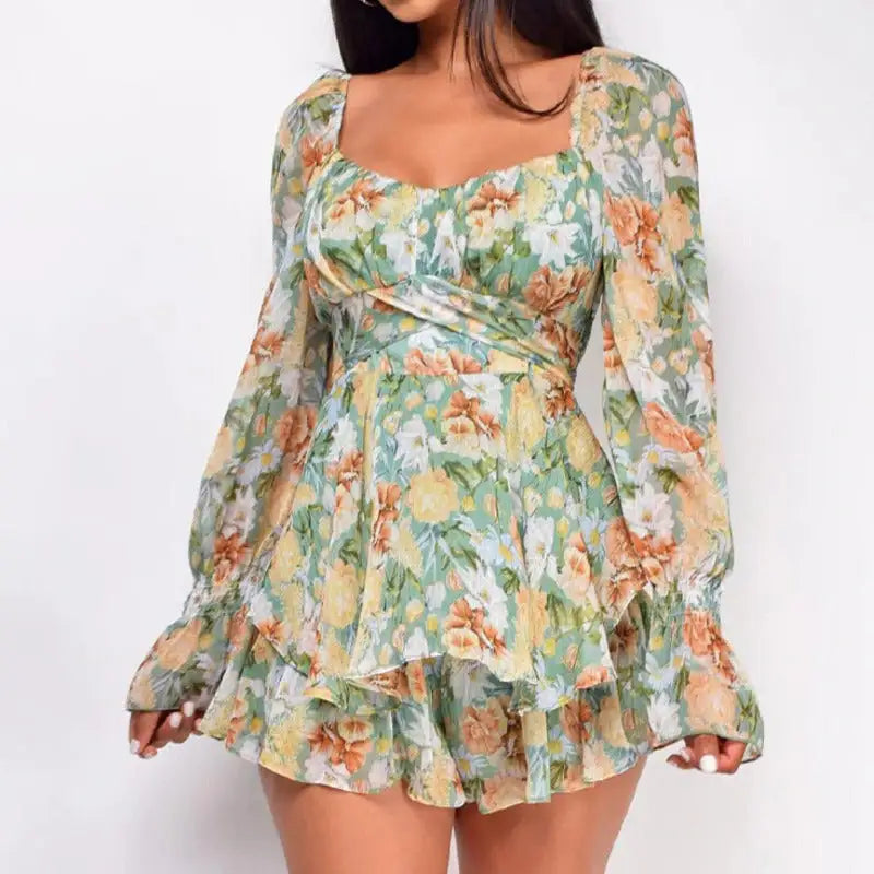Elevate Your Style with the Chic Square Collar Backless Romper