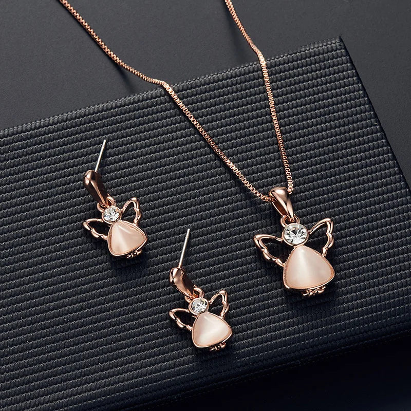 3-Piece Jewelry Set for Women - Elegant Waterdrop Rhinestone Pendant Necklace and Hook Earrings