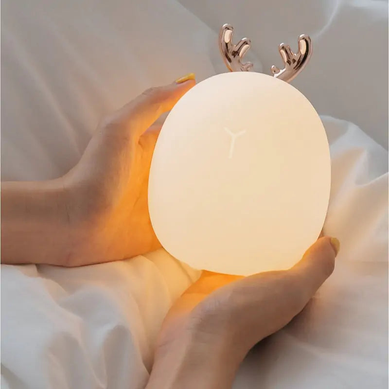 Deer Rabbit LED Night Light - Adjustable Colors, Touch Sensor Control, USB-Rechargeable