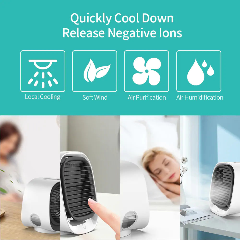 Mini Desktop Air Conditioner - Portable, Adjustable, and Multi-Angle Cooling