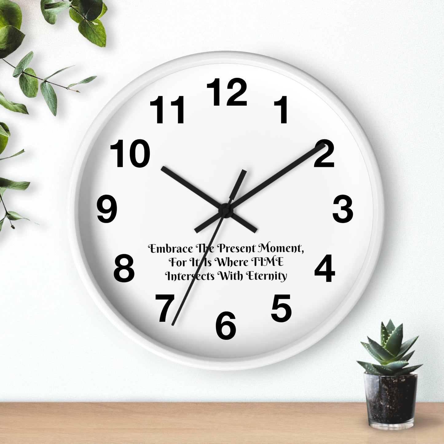 Embrace the Present: Mindfulness Wall Clock with Inspirational Quote