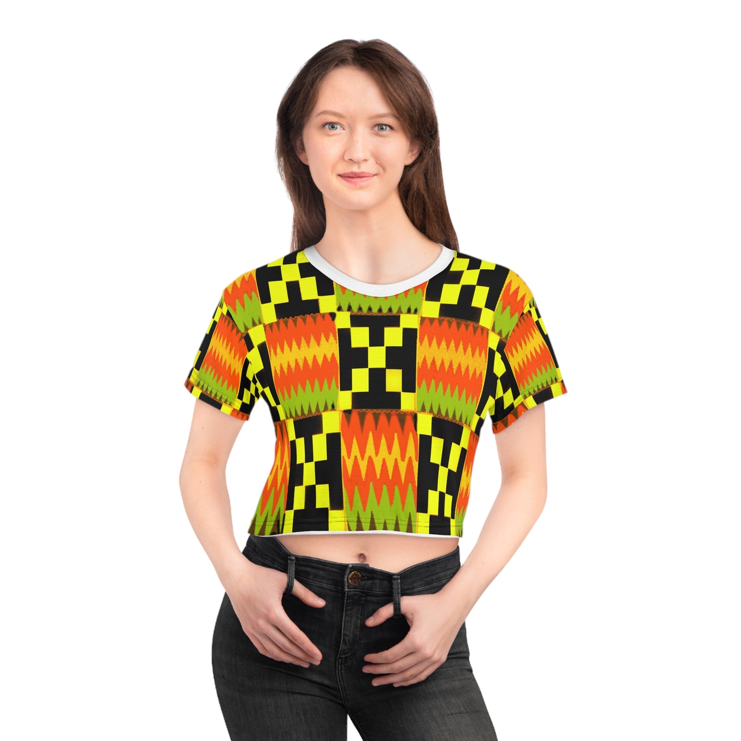 Kente Crop Tee: Bold Style, African Heritage