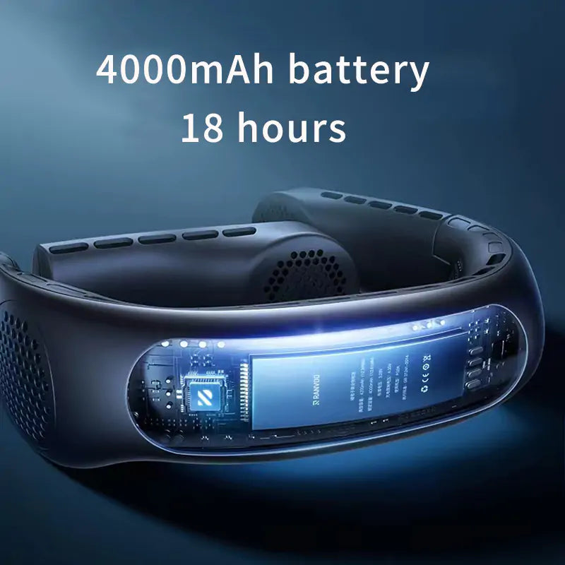 Neck Bladeless Fan - Quiet, Hands-Free Cooling with Long-Lasting Battery