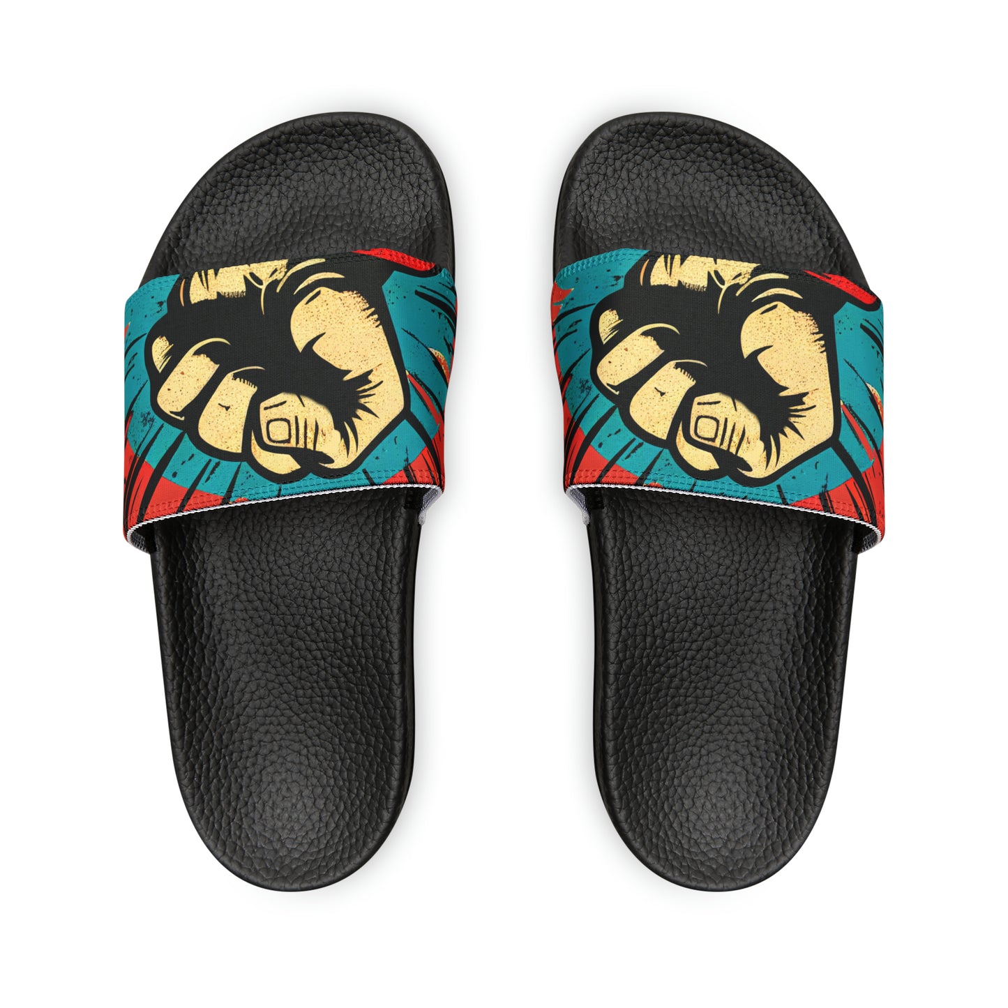 Vibrant Digital Art Men's PU Slide Sandals – Step Into Style!