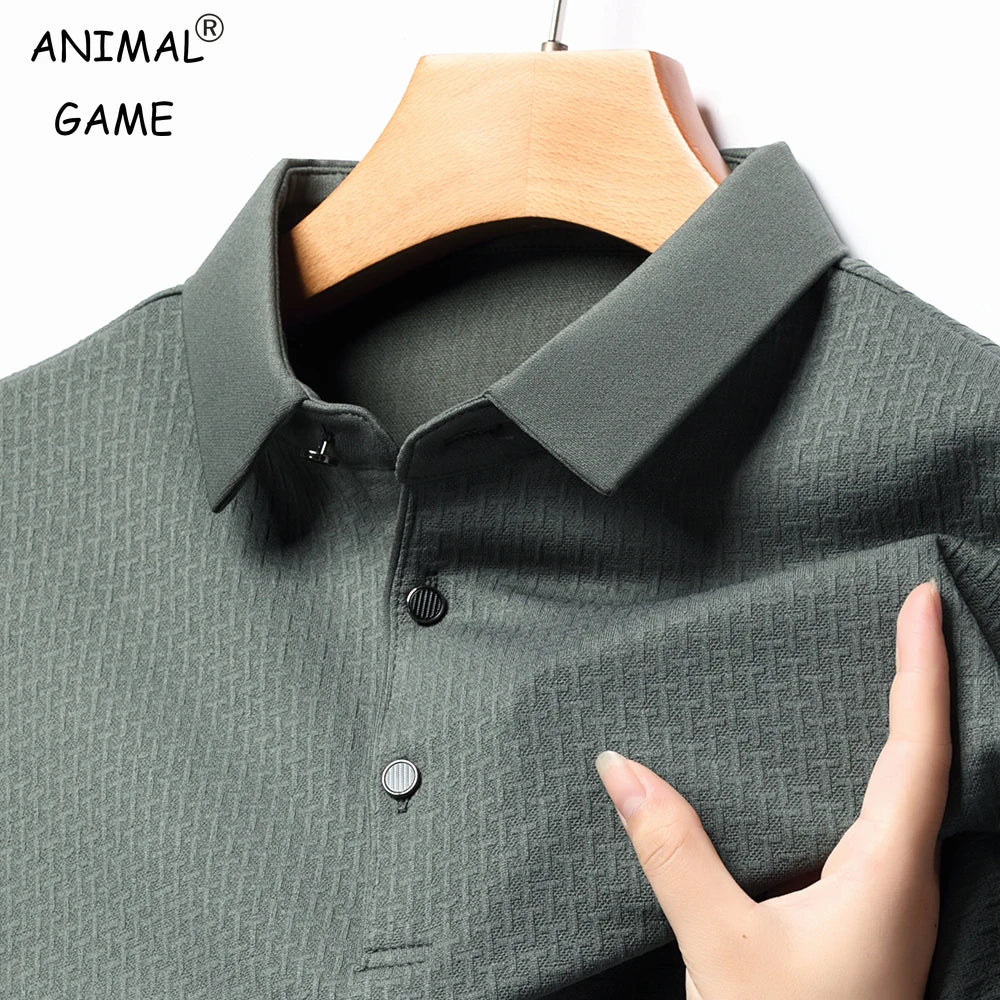 Elevate Your Style: Men's Breathable Polo Shirt with Lace-Up Detail