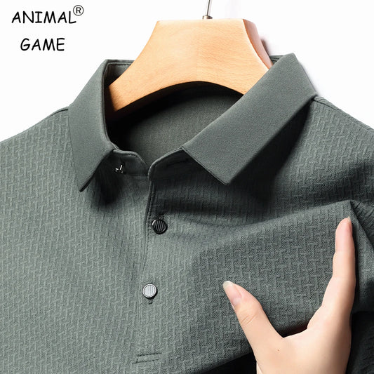 Elevate Your Style:  Men's Breathable Polo Shirt with Lace-Up Detail