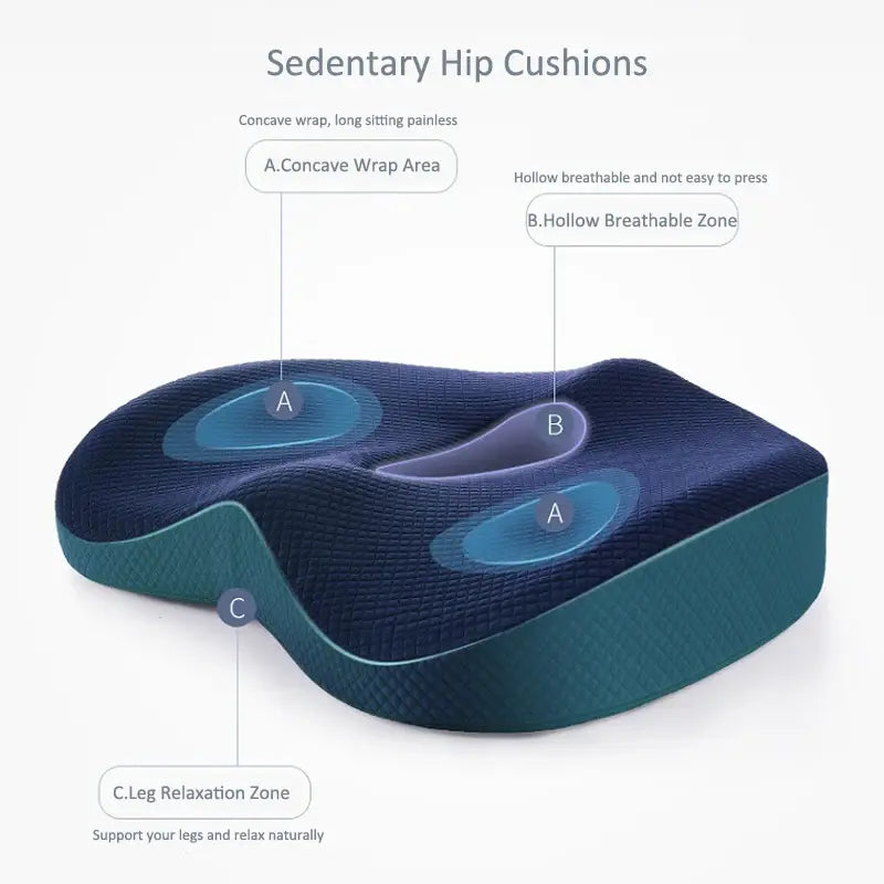 Memory Foam Seat Cushion & Back Support Pillow Set - Orthopedic Ergonomic Comfort