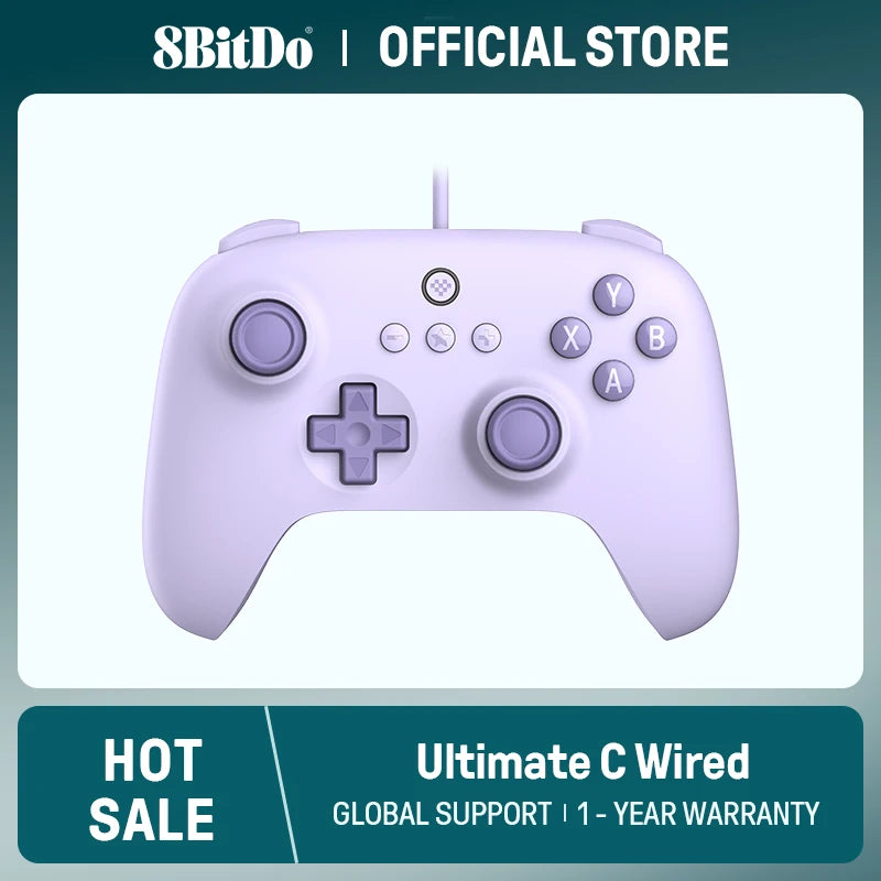 8BitDo Ultimate C Wired Gaming Controller - Compatible with PC, Windows 10/11, Steam Deck, Raspberry Pi, Android