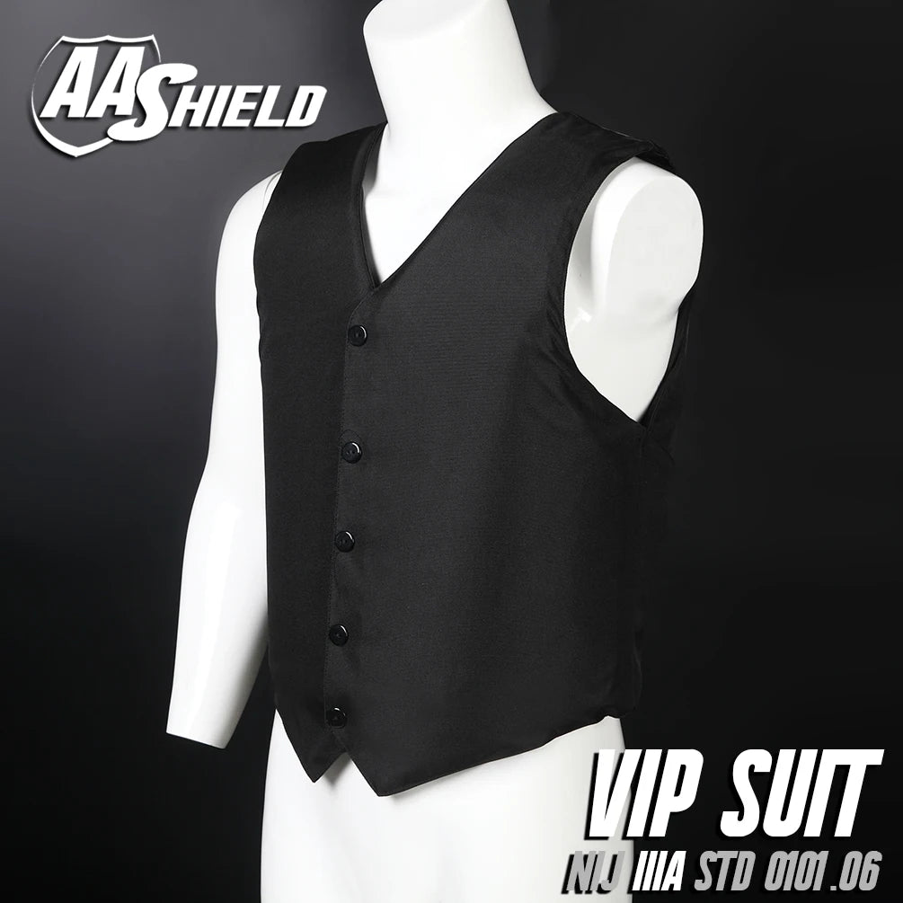 AA Shield Bulletproof Vest - VIP Body Armor Suit, Comfortable Aramid Core Insert, Safety Clothing in Black