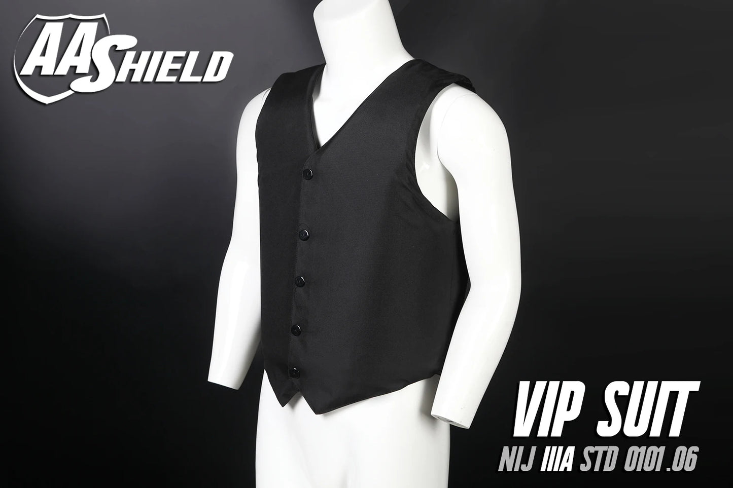 AA Shield Bulletproof Vest - VIP Body Armor Suit, Comfortable Aramid Core Insert, Safety Clothing in Black