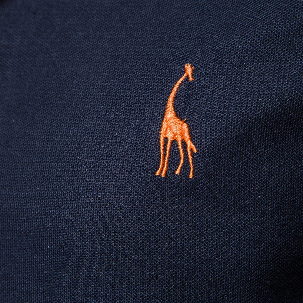 IOPESON Men's Embroidered Polo Shirts - 35% Cotton, Slim Fit, Solid Color, Casual Summer Fashion