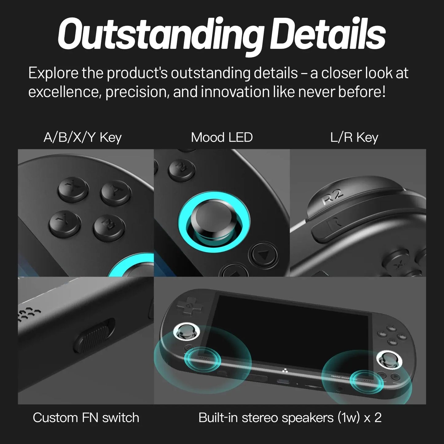 Ampown Smart Pro Handheld Game Console - 4.96'' IPS Screen, Linux System, RGB Lighting, Trimui Retro Gaming Console Gift