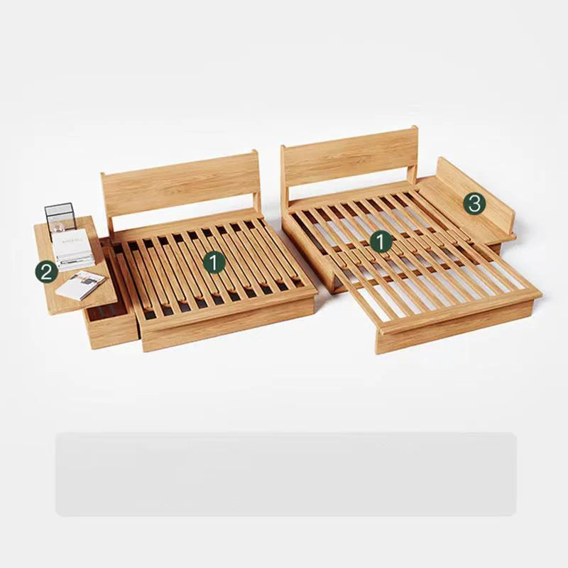 Anx Convertible Sofa Bed - Japanese Style Retractable Solid Wood, Small Modern Simple Multifunctional Sofa for Living Room