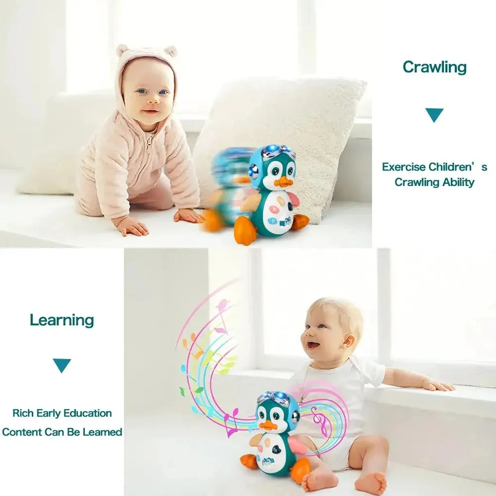 Musical Penguin Crawling Toy: Light-Up Interactive Play for Toddlers!