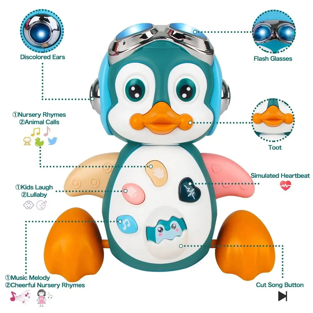 Musical Penguin Crawling Toy: Light-Up Interactive Play for Toddlers!