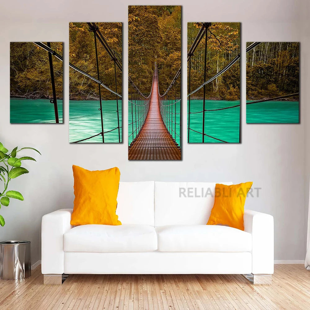 Stunning Bali Ocean and Palm Tree Canvas Art – 5 Piece Set for Living Room