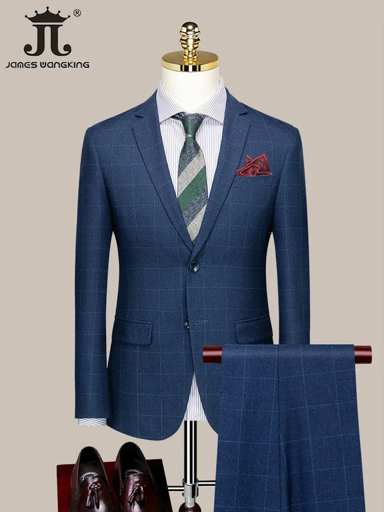 Luxury Boutique Plaid Casual Business Suit - High-End Brand Blazer, Vest, Pants Set, 3 Pcs and 2 Pcs Options, Groom Wedding Party Dress Jacket