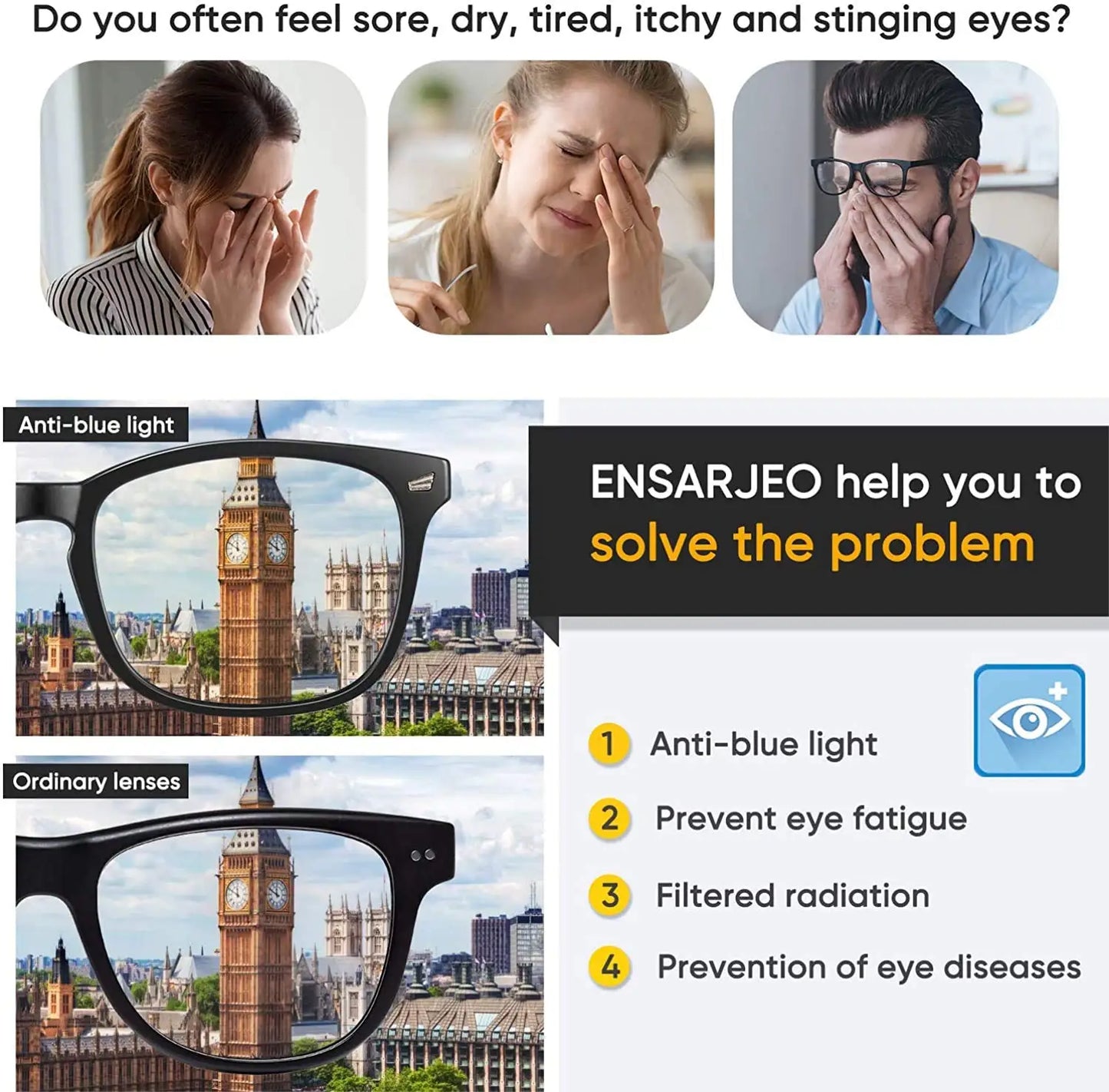 Krokodil Blue Light Blocking Glasses: Square Nerd Frame for Computer and Gaming