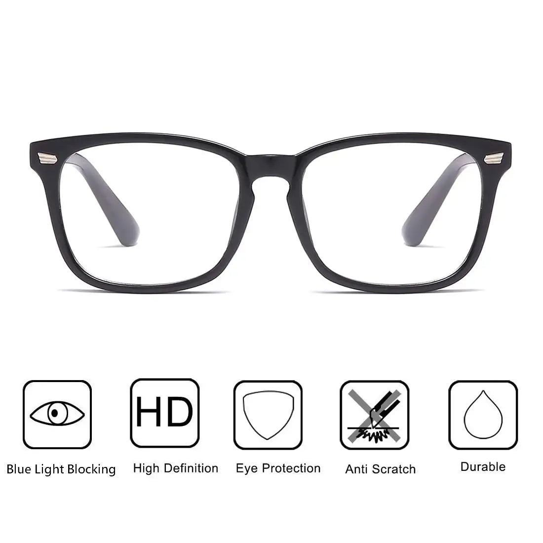 Krokodil Blue Light Blocking Glasses: Square Nerd Frame for Computer and Gaming