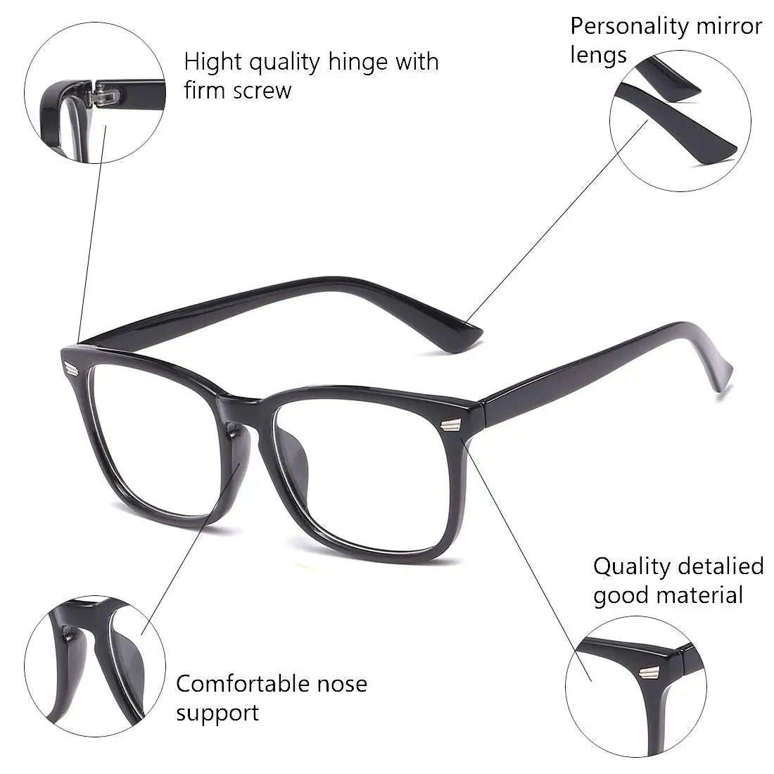 Krokodil Blue Light Blocking Glasses: Square Nerd Frame for Computer and Gaming