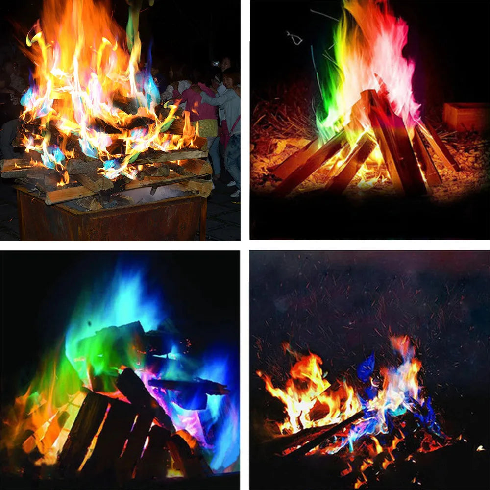 Bonfire Flame Color Powder - Magic Fire Colorant Sachets for Campfires and Fireplaces, Outdoor Survival Tool