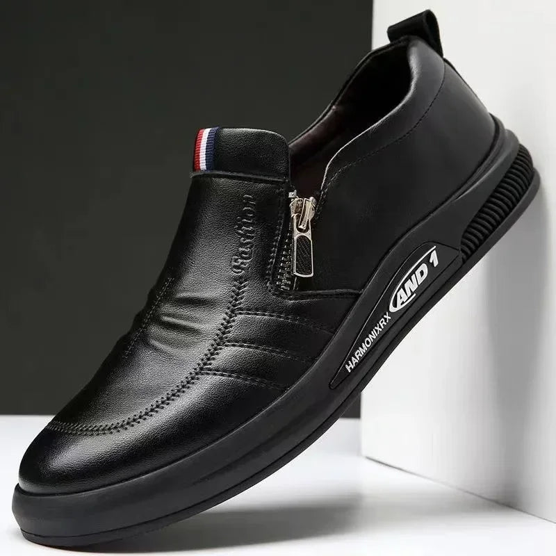Men's Casual Leather Loafers - Trendy Brand Business Shoes, Autumn Slip-On Flats, Comfortable Moccasins