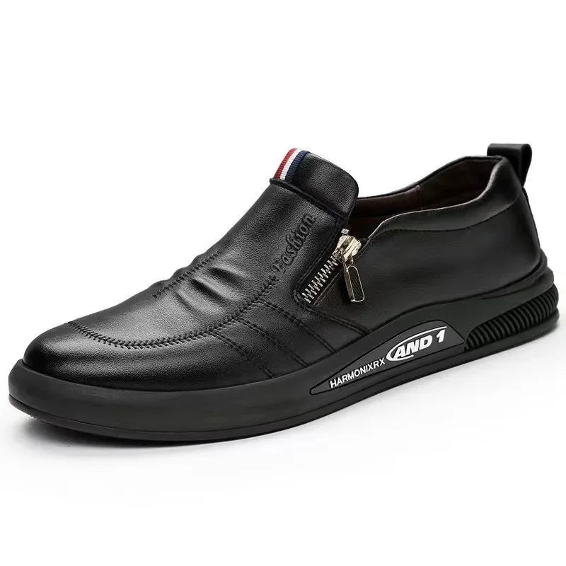 Men's Casual Leather Loafers - Trendy Brand Business Shoes, Autumn Slip-On Flats, Comfortable Moccasins