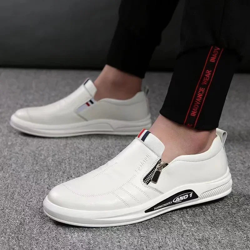 Men's Casual Leather Loafers - Trendy Brand Business Shoes, Autumn Slip-On Flats, Comfortable Moccasins