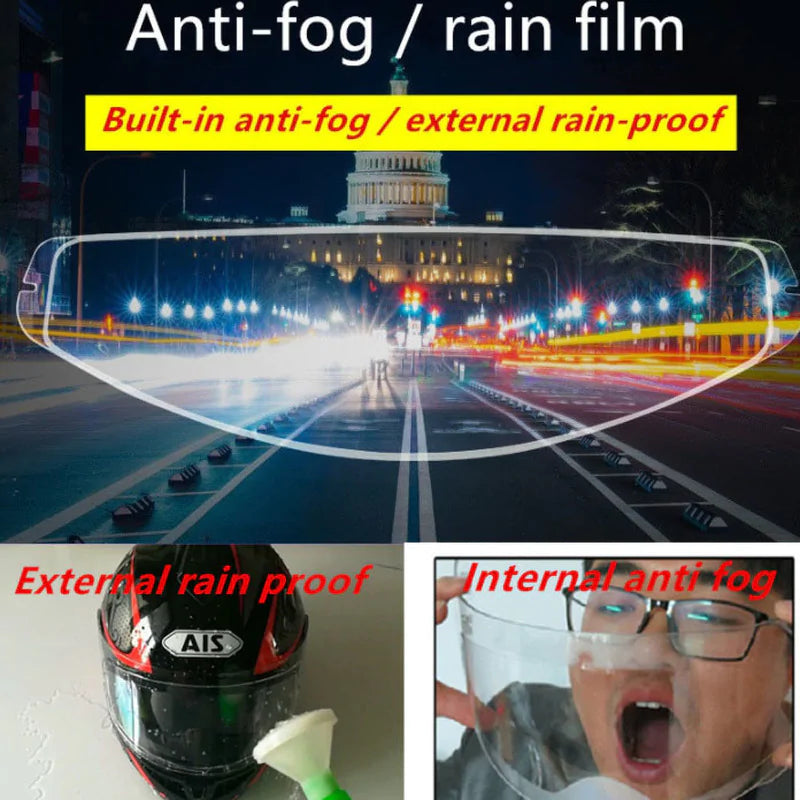 Motorcycle Helmet Anti-Fog Film - Clear Vision, Rainproof Coating