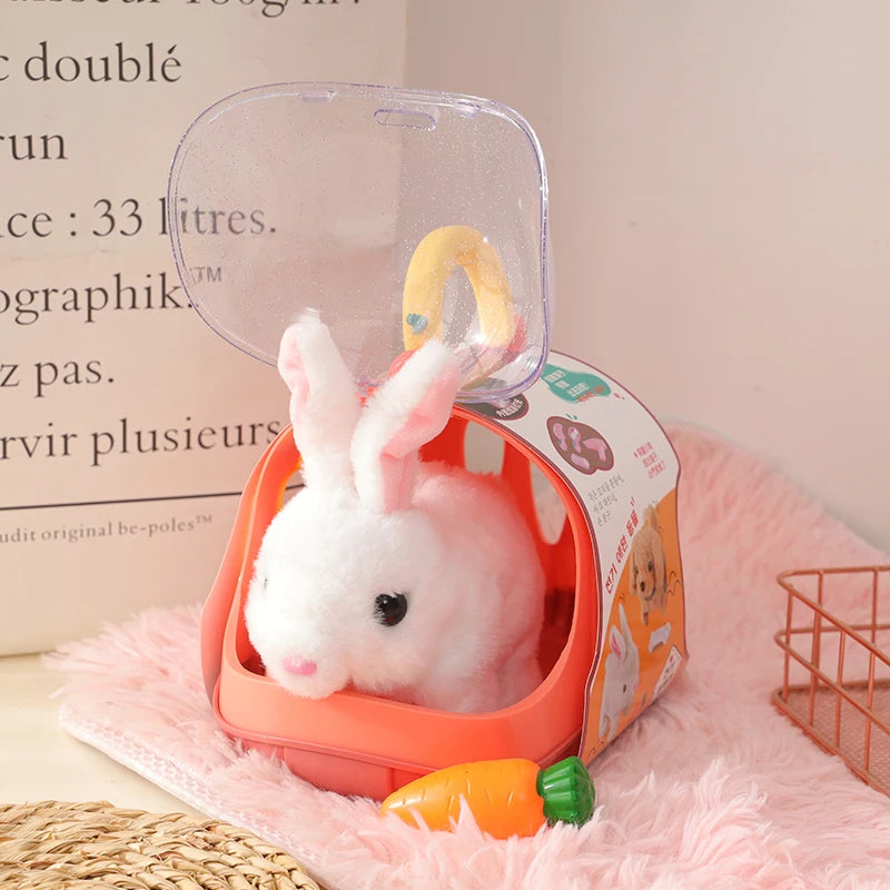 Children’s Pretend Play Pet Care Set with Simulated Electric Plush Dog, Cat, and Rabbit - Walking, Barking Educational Toys for Girls