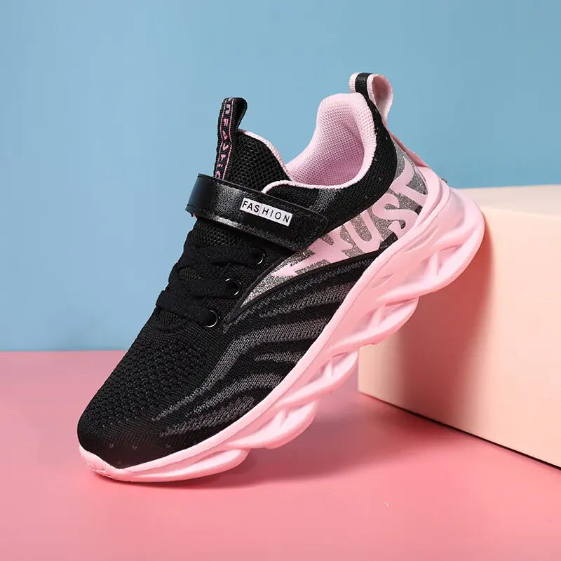 Lace-Up Girls' Breathable Running Shoes - Colorful, Comfortable, and Designed for Active Play
