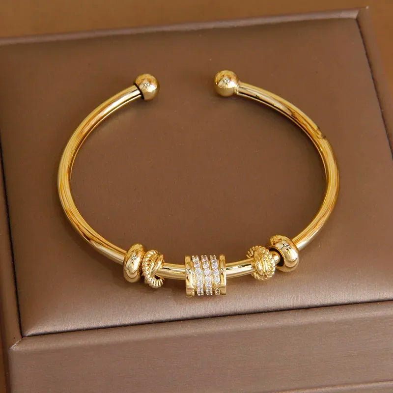 Classic Luxury Shiny Zircon Letter Charm Bracelet - Cubic Zirconia, Gold-Plated Cuff Bracelet for Women, Ideal for Weddings and Parties