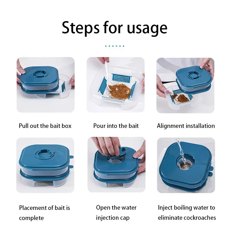 Cockroach Trap Box - Reusable Household Cockroach Catcher and Killer for Kitchen and Garden