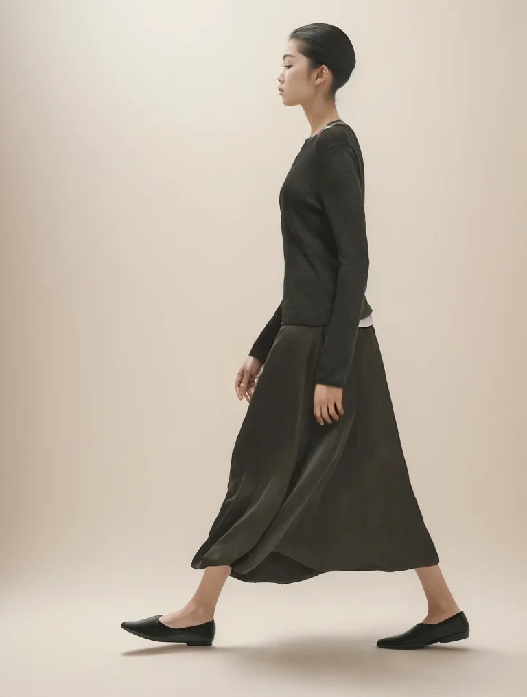 Cos Lris 2024 New Summer French Style Satin Wide Skirt - Elegant and High-end